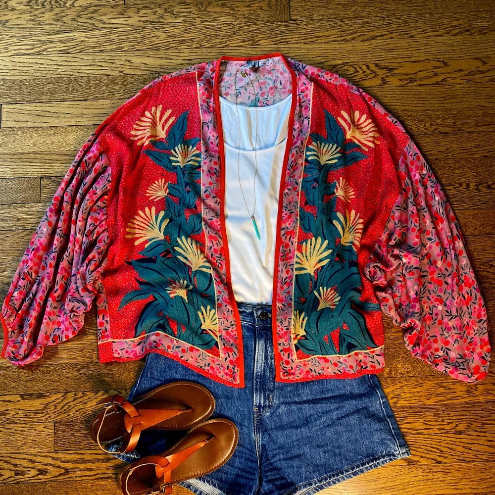 Bl-nk for Anthropologie mixed-floral kimono